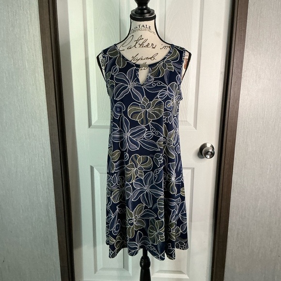 Espresso Floral Navy Sleeveless Dress Size small - Picture 1 of 7